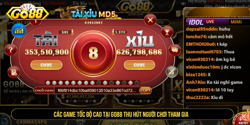 Các trò chơi tốc độ nhanh tại GO88