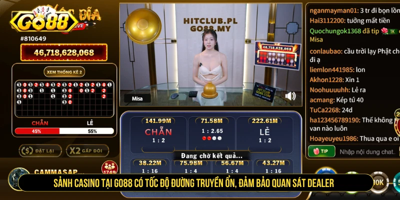 Sảnh casino tại GO88